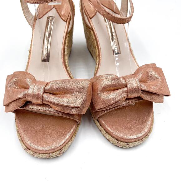 Sophia Webster Bonnie Wedge Espadrille Sandals Metallic Bow Sz 36 / 5.5 - Picture 5 of 8